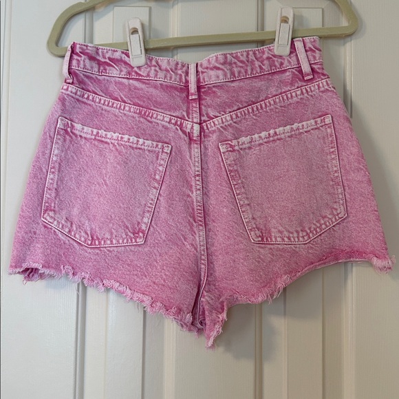 Zara Pink High-Waist Cutoff Denim Shorts - Picture 3 of 3